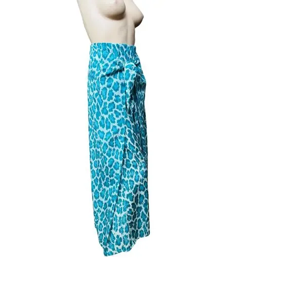 Diane von Furstenberg Green Animal Print Set of Wrap Top and Pants Size XS